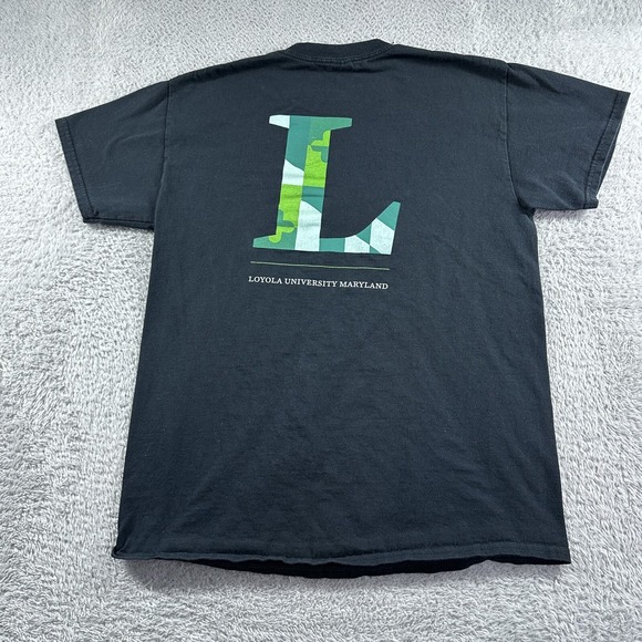 Loyola University Shirt Mens Medium Black Double Sided‎ Minmal College Maryland - Picture 1 of 9